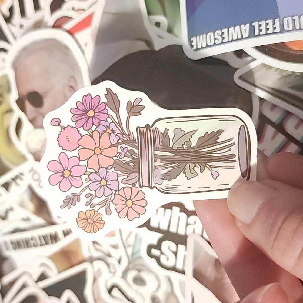 10/$10 Flower Mason Jar Vinyl Sticker